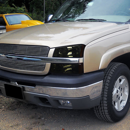2002-2006 Chevrolet Avalanche/ 2003-2007 Silverado Factory Style Headlights w/ Bumper Lights (Chrome Housing/Smoked Lens)