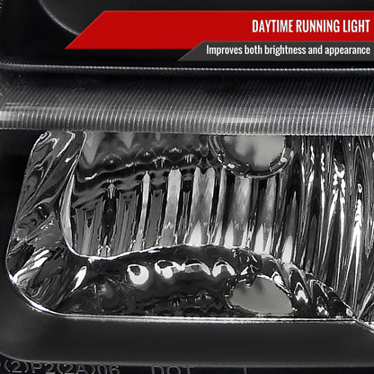 2002-2006 Chevrolet Avalanche/ 2003-2007 Silverado Factory Style Headlights w/ Bumper Lights (Matte Black Housing/Clear Lens)