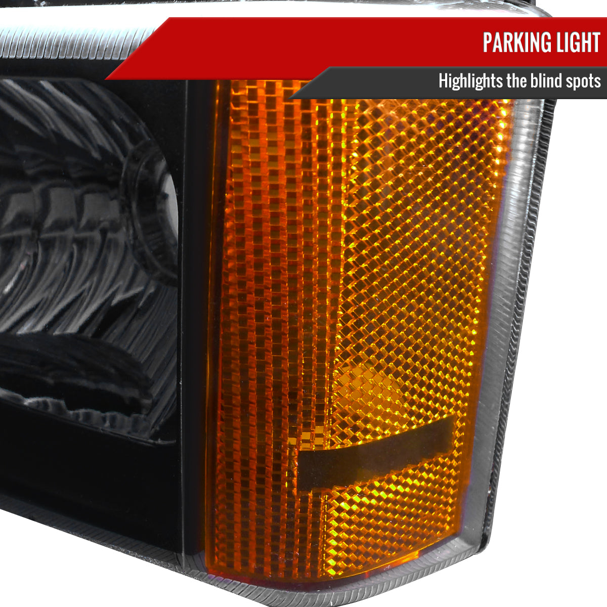 2002-2006 Chevrolet Avalanche/ 2003-2007 Silverado Factory Style Headlights w/ Bumper Lights (Matte Black Housing/Clear Lens)