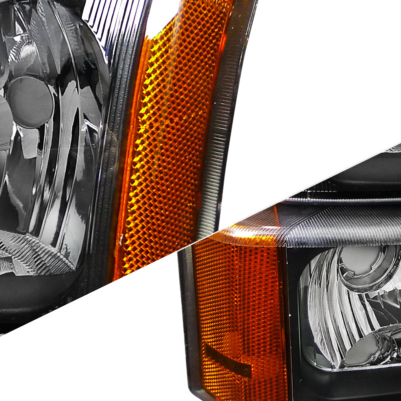 2002-2006 Chevrolet Avalanche/ 2003-2007 Silverado Factory Style Headlights w/ Bumper Lights (Matte Black Housing/Clear Lens)