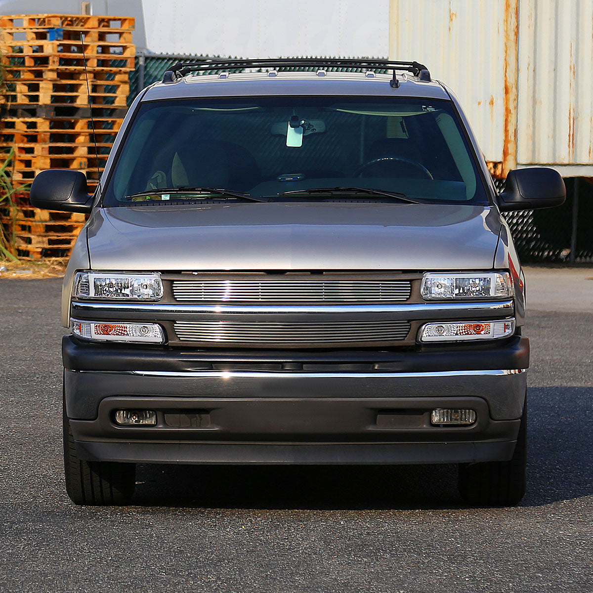 1999-2002 Chevrolet Silverado 1500 2500 / 2000-2006 Tahoe Suburban LED Bar Factory Style Headlights & Bumper Lights w/ Amber Reflector (Chrome Housing/Clear Lens)