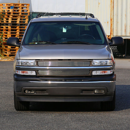 1999-2002 Chevrolet Silverado 1500 2500 / 2000-2006 Tahoe Suburban LED Bar Factory Style Headlights & Bumper Lights w/ Amber Reflector (Chrome Housing/Clear Lens)