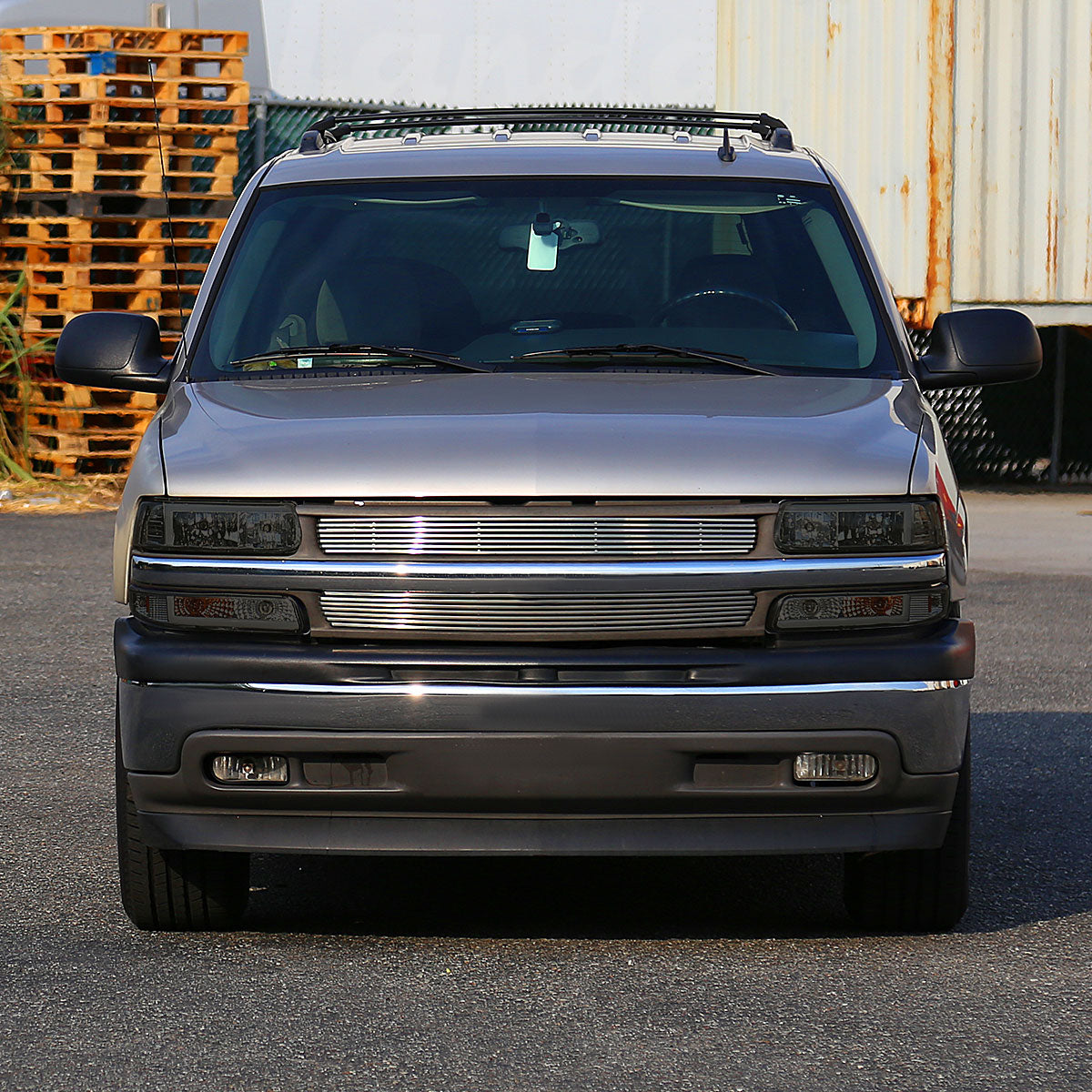 1999-2002 Chevrolet Silverado 1500 2500 / 2000-2006 Tahoe Suburban LED Bar Factory Style Headlights & Bumper Lights w/ Amber Reflector (Chrome Housing/Smoked Lens)