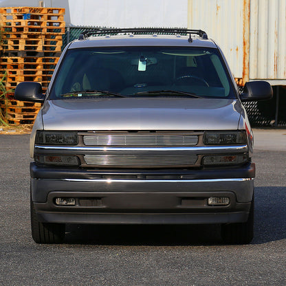 1999-2002 Chevrolet Silverado 1500 2500 / 2000-2006 Tahoe Suburban LED Bar Factory Style Headlights & Bumper Lights w/ Amber Reflector (Chrome Housing/Smoked Lens)