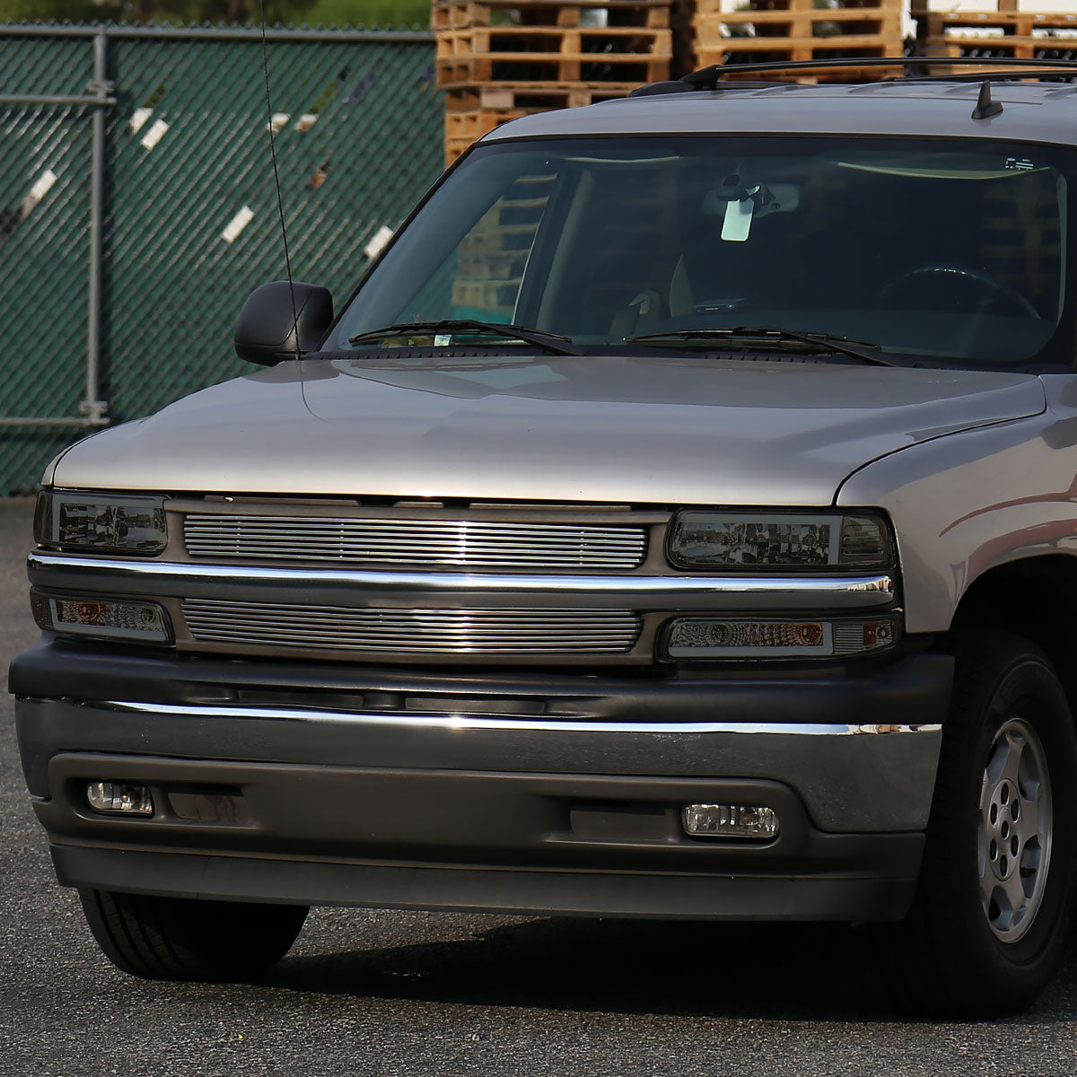 1999-2002 Chevrolet Silverado 1500 2500 / 2000-2006 Tahoe Suburban LED Bar Factory Style Headlights & Bumper Lights w/ Amber Reflector (Chrome Housing/Smoked Lens)