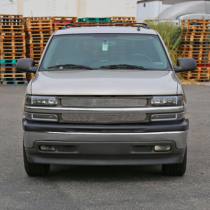 1999-2002 Chevrolet Silverado 1500 2500 / 2000-2006 Tahoe Suburban LED Bar Factory Style Headlights & Bumper Lights w/ Amber Reflector (Matte Black Housing/Clear Lens)