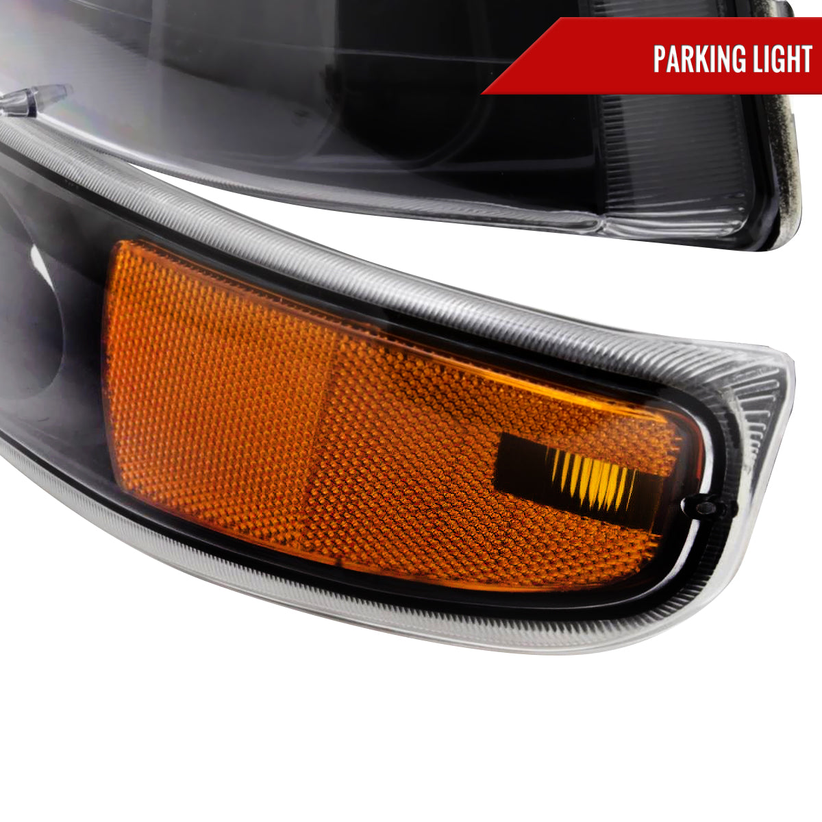 1999-2002 Chevrolet Silverado/ 2000-2006 Tahoe/Suburban Factory Style Headlights w/ Bumper Light Assembly (Matte Black Housing/Clear Lens)