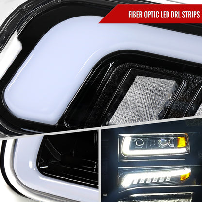 1999-2002 Chevrolet Silverado / 2000-2006 Tahoe / Suburban LED Projector DRL Headlights w/ Bumper Lights (Jet Black Housing/Clear Lens)
