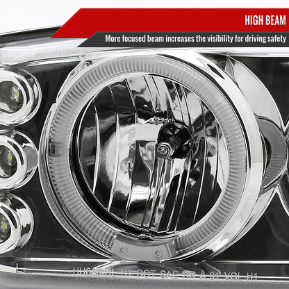 1999-2006 GMC Sierra/ 2000-2006 Yukon/Yukon XL Dual Halo Projector Headlights with LED Sequential Turn Signal Bumper Lights (Chrome Housing/Clear Lens)