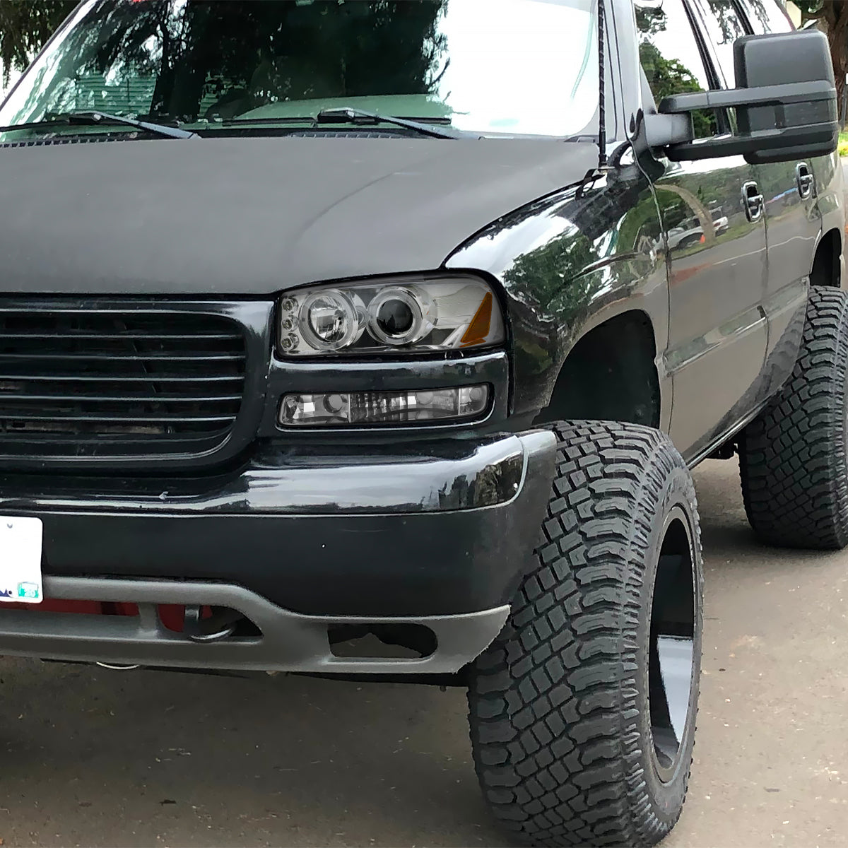 1999-2006 GMC Sierra/Yukon XL/SLT Dual Halo Projector Headlights & Bumper Lights (Chrome Housing/Clear Lens)