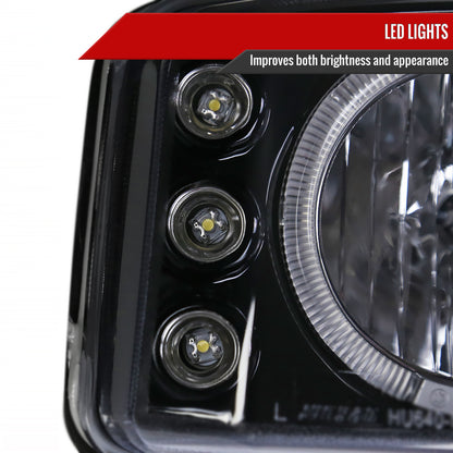 1999-2006 GMC Sierra/Yukon XL/SLT Dual Halo Projector Headlights & Bumper Lights (Glossy Black Housing/Smoked Lens)