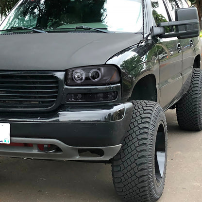 1999-2006 GMC Sierra/Yukon XL/SLT Dual Halo Projector Headlights & Bumper Lights (Glossy Black Housing/Smoked Lens)