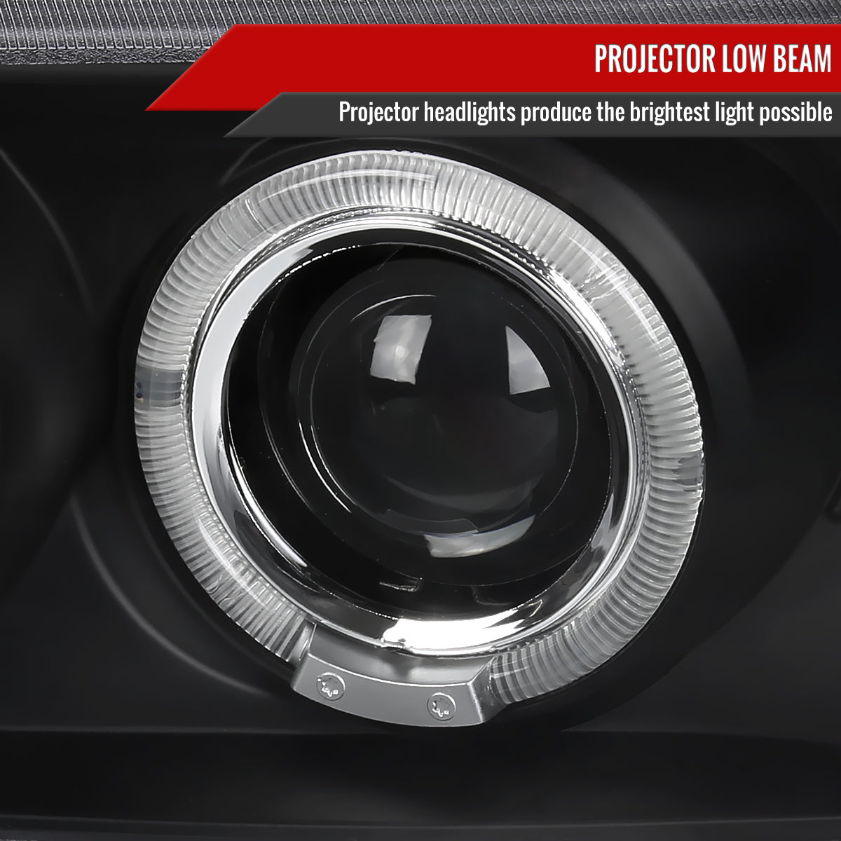 1999-2006 GMC Sierra/ 2000-2006 Yukon/Yukon XL Dual Halo Projector Headlights with LED Sequential Turn Signal Bumper Lights (Matte Black Housing/Clear Lens)