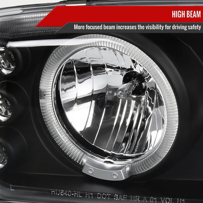 1999-2006 GMC Sierra/ 2000-2006 Yukon/Yukon XL Dual Halo Projector Headlights with LED Sequential Turn Signal Bumper Lights (Matte Black Housing/Clear Lens)