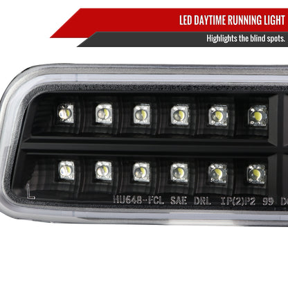 1999-2006 GMC Sierra/ 2000-2006 Yukon/Yukon XL Dual Halo Projector Headlights with LED Sequential Turn Signal Bumper Lights (Matte Black Housing/Clear Lens)