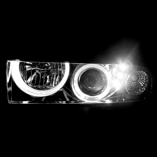 1998-2004 Chevrolet S10 Blazer Dual Halo Projector Headlights w/ Bumper Lights (Chrome Housing/Clear Lens)