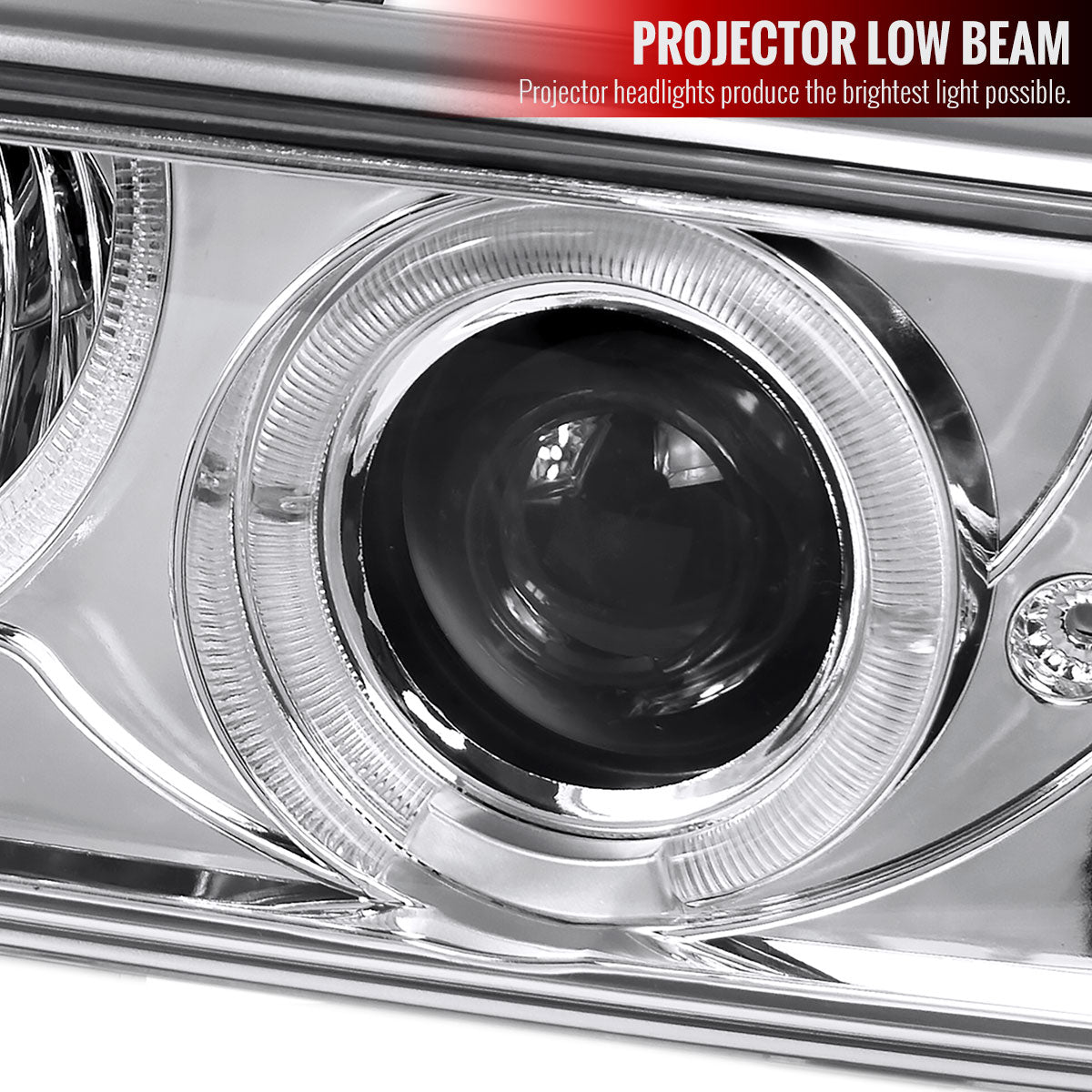 1998-2004 Chevrolet S10 Blazer Dual Halo Projector Headlights w/ Bumper Lights (Chrome Housing/Clear Lens)