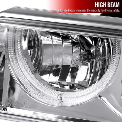 1998-2004 Chevrolet S10 Blazer Dual Halo Projector Headlights w/ Bumper Lights (Chrome Housing/Clear Lens)