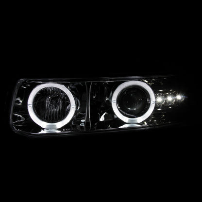 1999-2002 Chevrolet Silverado/ 2000-2006 Tahoe Suburban Dual Halo Projector Headlights w/ Bumper Lights (Chrome Housing/Clear Lens)