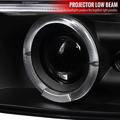 1999-2002 Chevrolet Silverado/ 2000-2006 Tahoe Suburban Dual Halo Projector Headlights w/ Bumper Lights (Matte Black Housing/Clear Lens)