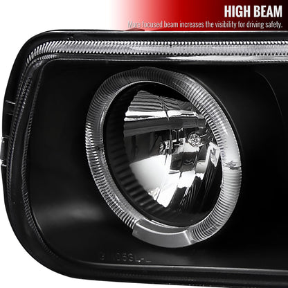1999-2002 Chevrolet Silverado/ 2000-2006 Tahoe Suburban Dual Halo Projector Headlights w/ Bumper Lights (Matte Black Housing/Clear Lens)