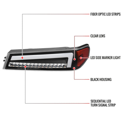2004-2012 Chevrolet Colorado/GMC Canyon Full LED Bumper Corner Signal Lights (Matte Black Housing/Clear Lens)