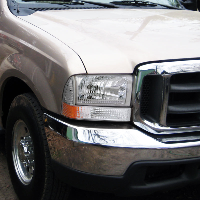 1999-2004 Ford F-250/F-350/F-450/F-550/Excursion Corner Lights (Chrome Housing/Clear Lens)