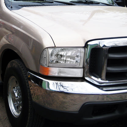 1999-2004 Ford F-250/F-350/F-450/F-550/Excursion Corner Lights (Chrome Housing/Clear Lens)