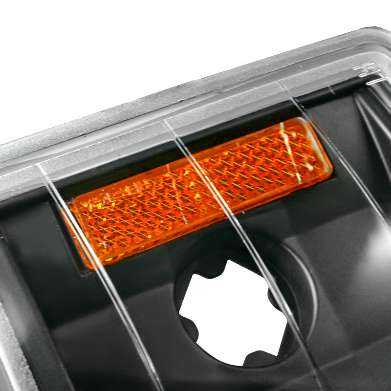 1994-1998 GMC C/K Sierra/Yukon/Suburban Corner Lights w/ Amber Reflectors (Matte Black Housing/Clear Lens)