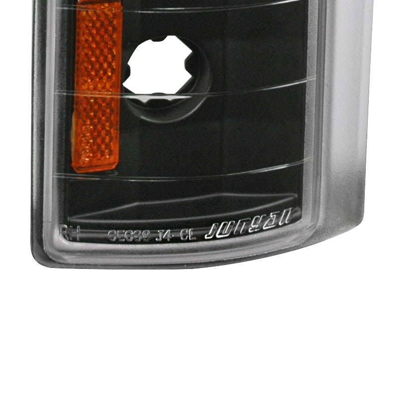 1994-1998 GMC C/K Sierra/Yukon/Suburban Corner Lights w/ Amber Reflectors (Matte Black Housing/Clear Lens)
