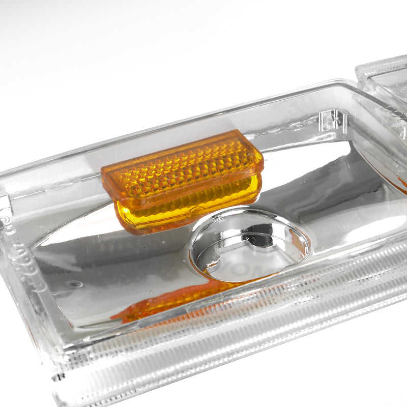1988-1993 GMC Sierra/Yukon Chevrolet Silverado Corner Lights w/ Amber Reflectors (Chrome Housing/Clear Lens)