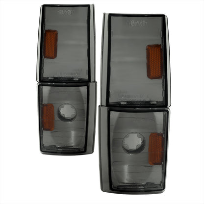 1988-1993 Chevy C/K Silverado GMC Sierra Yukon Smoked Corner Lights (Chrome Housing/Smoked Lens)