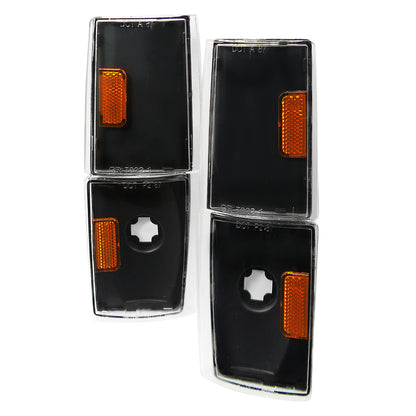 1988-1993 GMC Sierra/Yukon Chevrolet Silverado Corner Lights w/ Amber Reflectors (Matte Black Housing/Clear Lens)