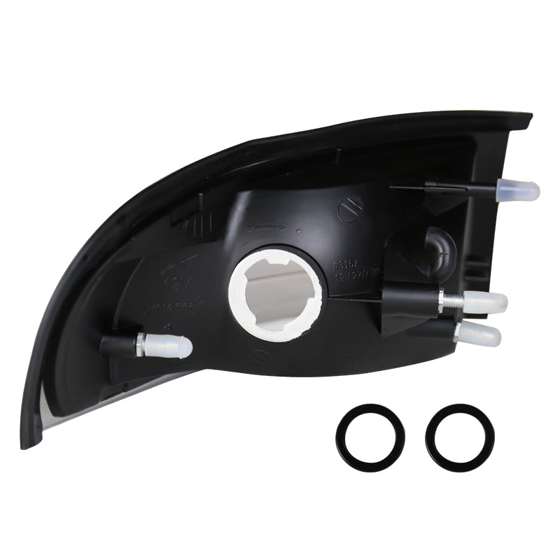 1994-1998 Ford Mustang Corner Parking Turn Signal Lights w/ Amber Reflector (Matte Black Housing/Clear Lens)