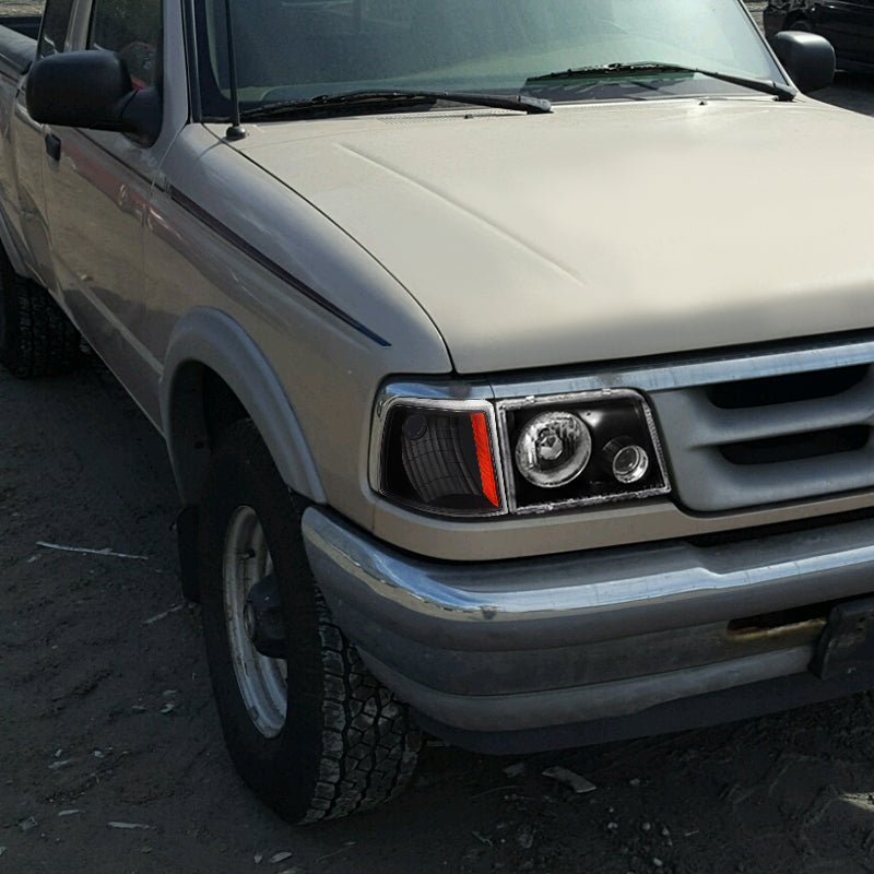 1993-1997 Ford Ranger Factory Style Corner Parking Turn Signal Lights (Matte Black Housing/Clear Lens)