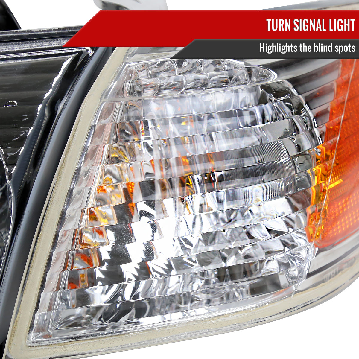 2000-2001 Toyota Camry Factory Style Headlights w/ Amber Reflectors (Chrome Housing/Clear Lens)
