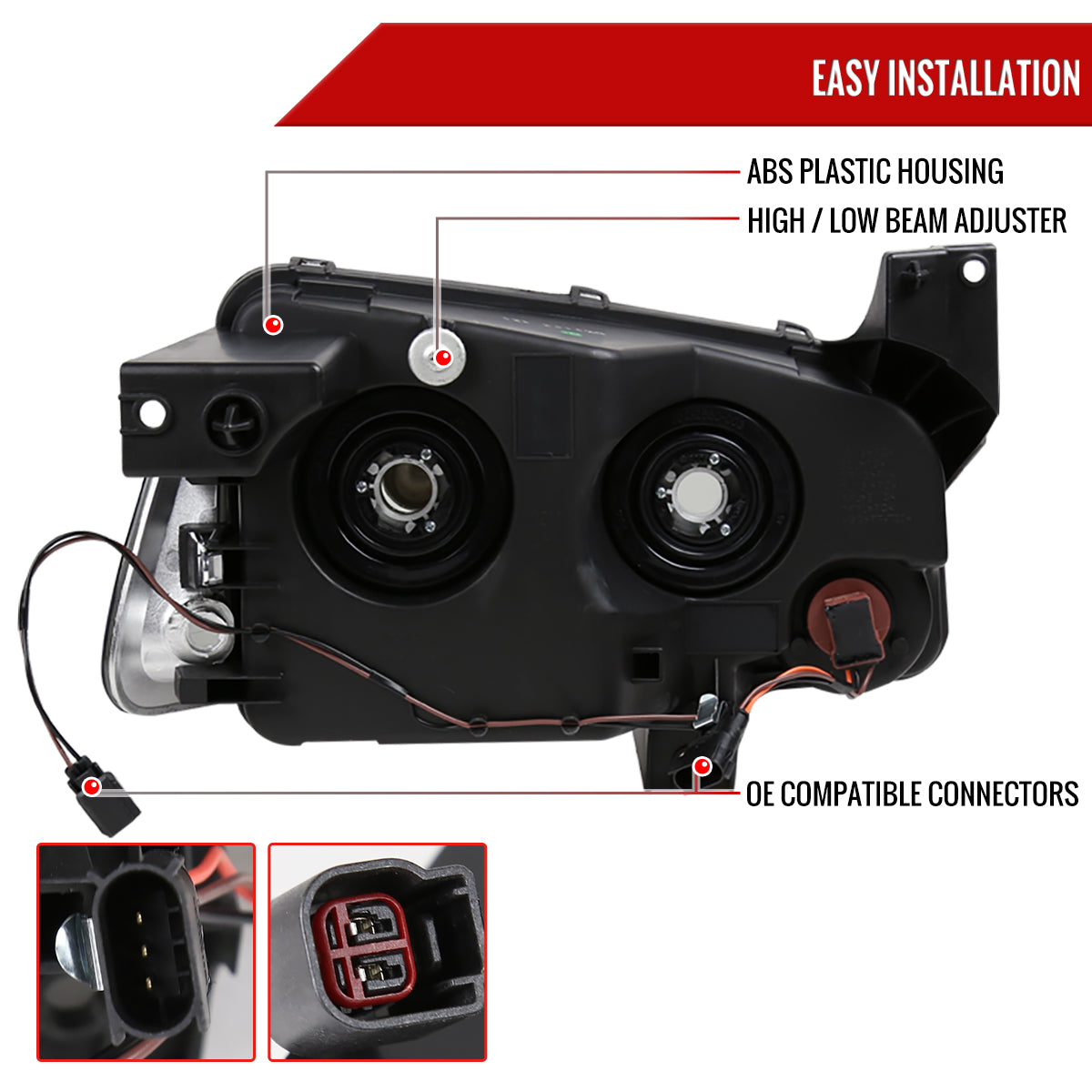 2006-2010 Dodge Charger Factory Style Headlights w/ Corner Lights (Chrome Housing/Clear Lens)