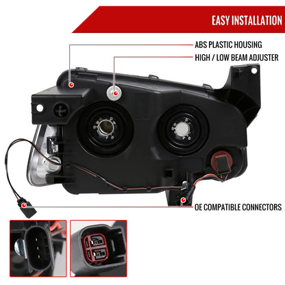 2006-2010 Dodge Charger Factory Style Headlights w/ Corner Lights (Matte Black Housing/Clear Lens)
