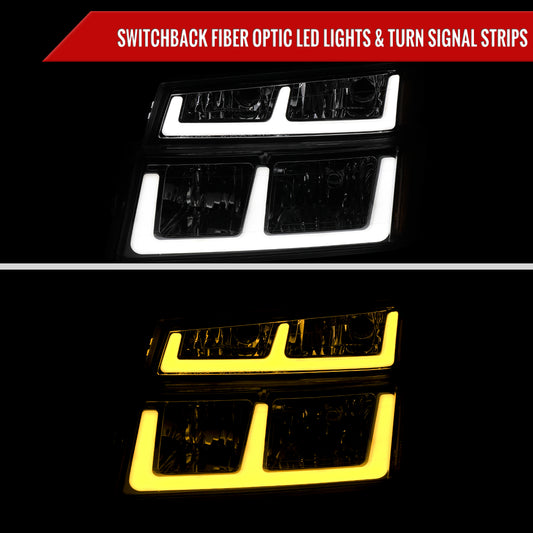 2004-2012 Chevrolet Colorado GMC Canyon LED Bar Factory Style Headlights w/ Amber Corner Lamp (Chrome Housing/Clear Lens)