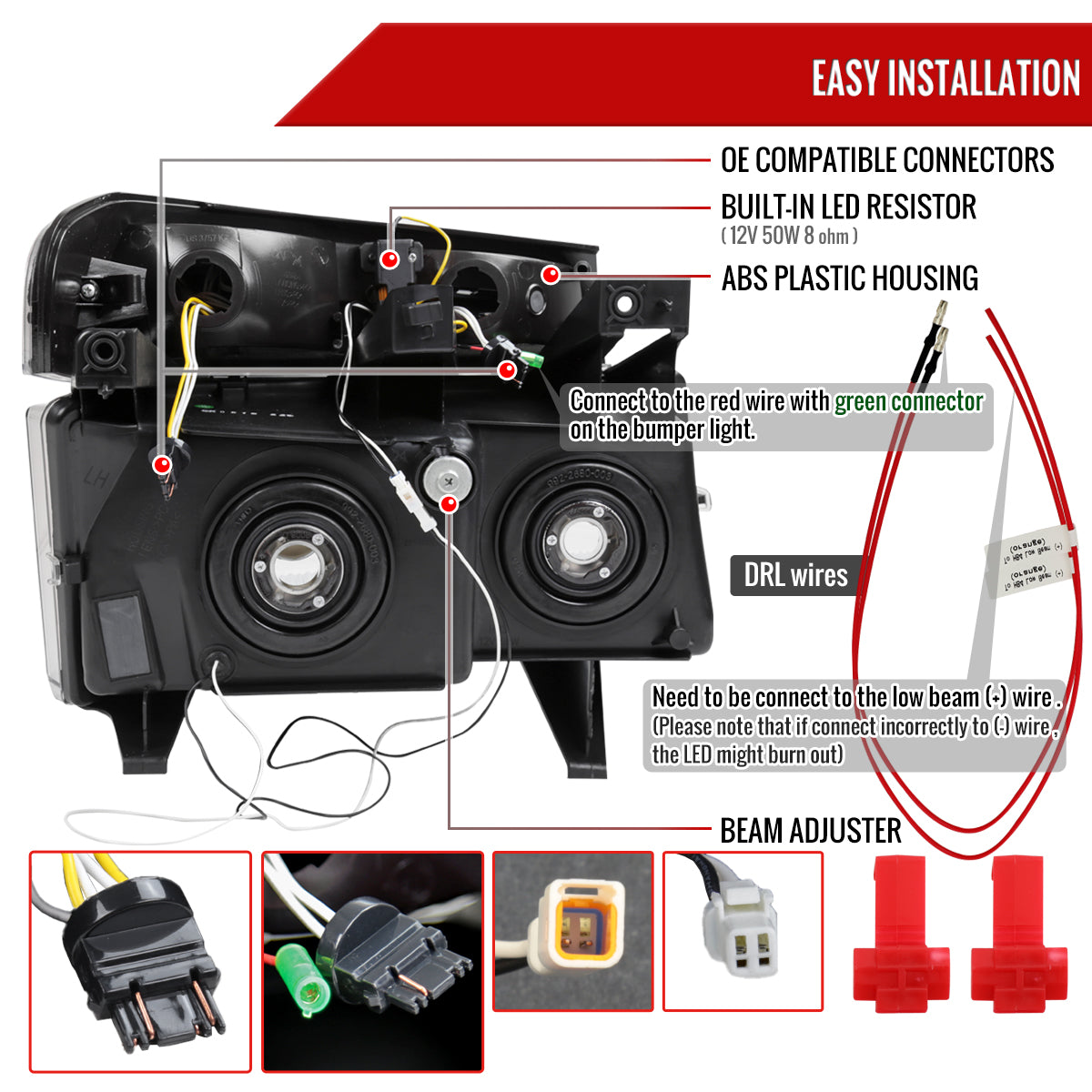 2004-2012 Chevrolet Colorado GMC Canyon/2006-2008 ISUZU I-Series Sequential Turn Signal Factory Style Headlights with LED Bar (Chrome Housing/Clear Lens)