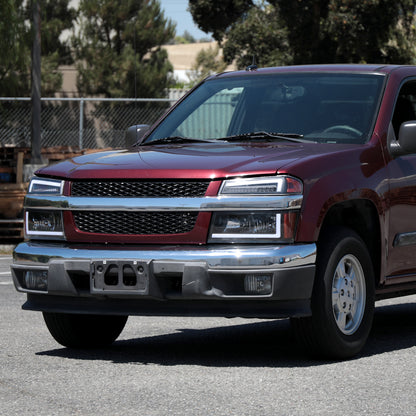 2004-2012 Chevrolet Colorado GMC Canyon/2006-2008 ISUZU I-Series Sequential Turn Signal Factory Style Headlights with LED Bar (Matte Black Housing/Clear Lens)