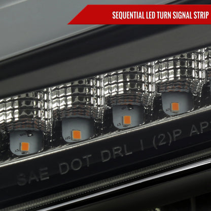 2004-2012 Chevrolet Colorado GMC Canyon/2006-2008 ISUZU I-Series Sequential Turn Signal Factory Style Headlights with LED Bar (Matte Black Housing/Smoked Lens)
