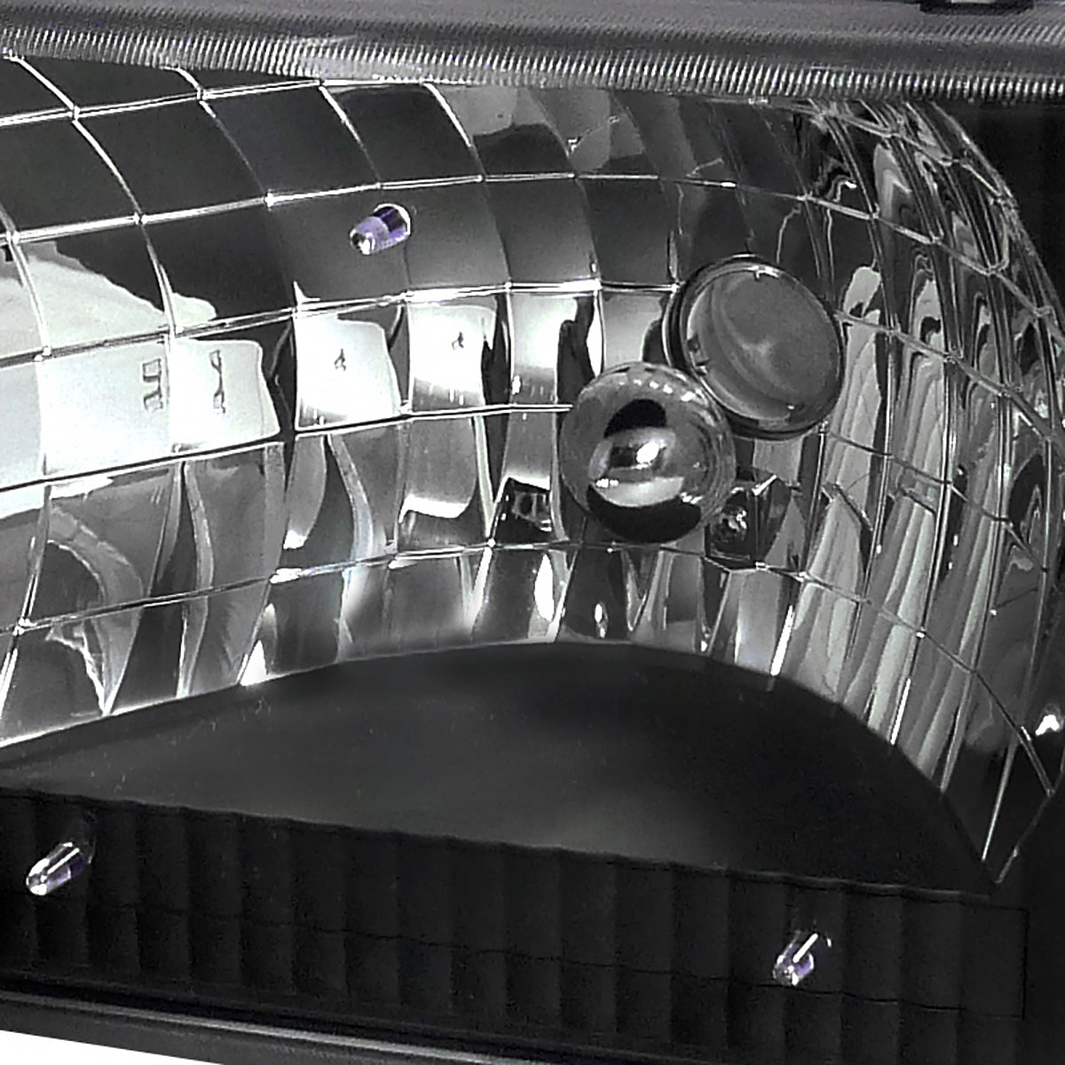 1992-2006 Ford Econoline E-Series Factory Style Headlights and Turn Signal Corner Lights (Matte Black Housing/Clear Lens)