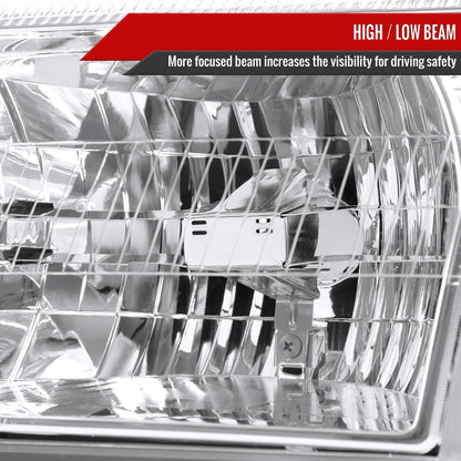 2006-2011 Mercury Grand Marquis Factory Style Headlights and Corner Lamps (Chrome Headlights/Clear Lens)