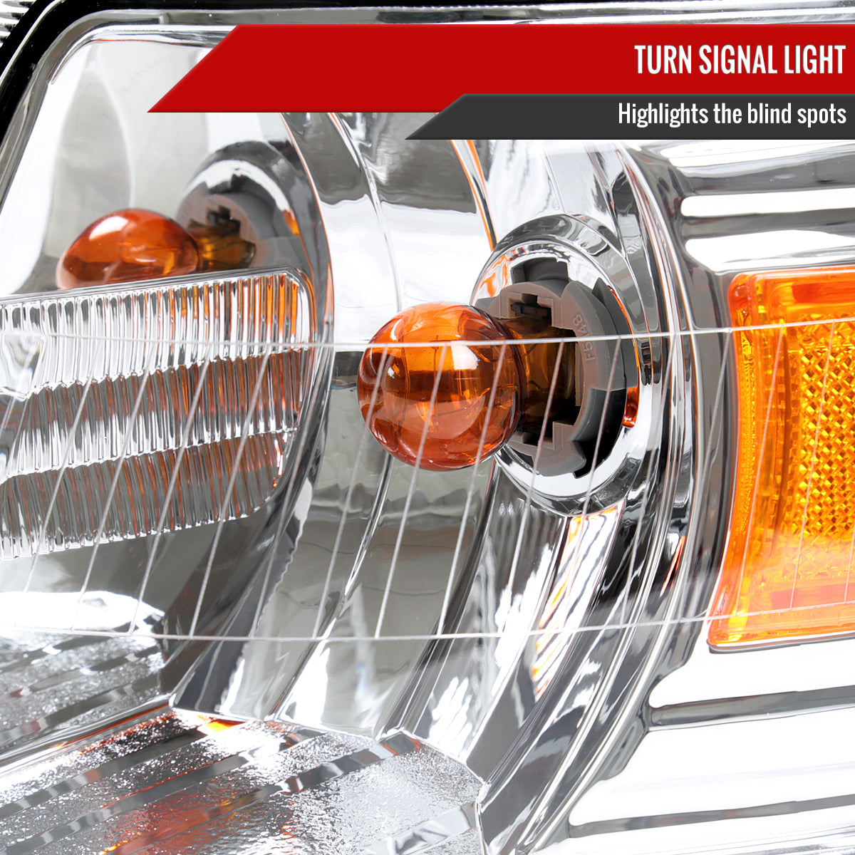 2006-2011 Mercury Grand Marquis Factory Style Headlights and Corner Lamps (Chrome Headlights/Clear Lens)