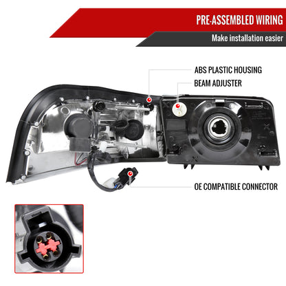 2006-2011 Mercury Grand Marquis Factory Style Headlights and Corner Lamps (Chrome Headlights/Clear Lens)