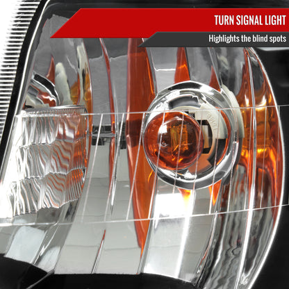 2006-2011 Mercury Grand Marquis Factory Style Headlights and Corner Lamps (Matte Black Headlights/Clear Lens)