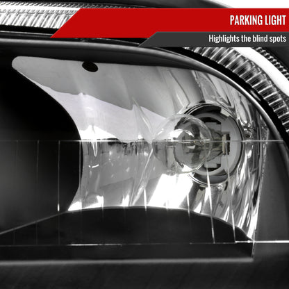 2006-2011 Mercury Grand Marquis Factory Style Headlights and Corner Lamps (Matte Black Headlights/Clear Lens)