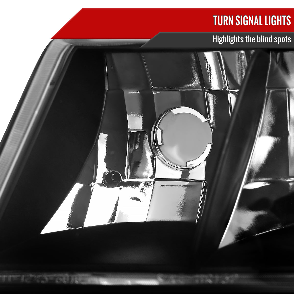 1998-2002 Mercury Grand Marquis Factory Style Crystal Headlights w/ Corner Signal Lights (Matte Black Housing/Clear Lens)