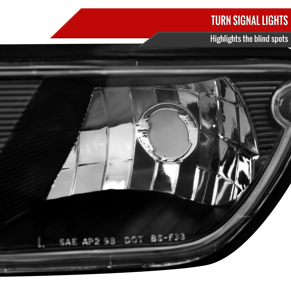 1998-2002 Mercury Grand Marquis Factory Style Crystal Headlights w/ Corner Signal Lights (Matte Black Housing/Clear Lens)